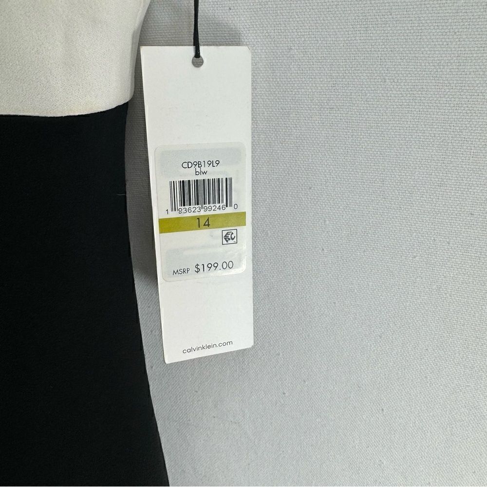 Calvin Klein Sleeveless V-Neck Maxi Ruffle Dress- Black/White- Size 14- NWT - Picture 4 of 15
